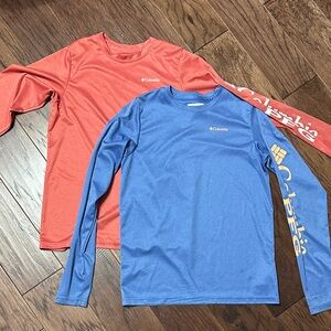 Columbia Red and Blue Performance Long Sleeve Shirts PFG